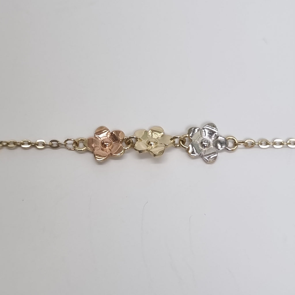 PULSERA TEJIDO ESPECIAL FIG FLORES 14K 18 CM 2 GR (NUEVO)