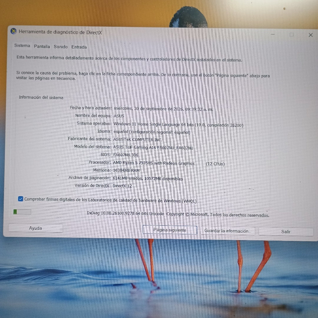 LAPTOP ASUS TUF GAMING A16 FA607NU-RL057W (2025) 1 TB SSD 16 GB RAM (SEMINUEVO)