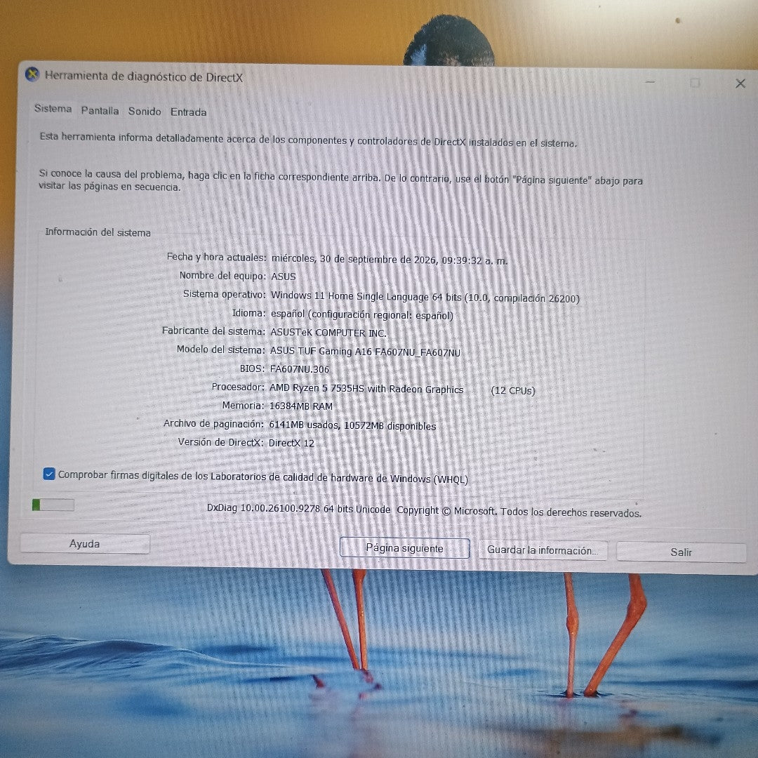 LAPTOP ASUS TUF GAMING A16 FA607NU-RL057W (2025) 1 TB SSD 16 GB RAM (SEMINUEVO)