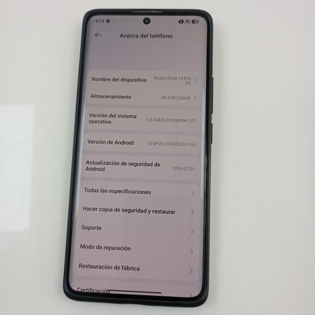 CELULAR XIAOMI REDMI NOTE 14 PRO 5G 24090RA29G (2025) 256 GB 8 GB RAM (SEMINUEVO)