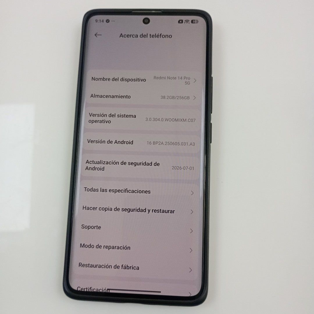 CELULAR XIAOMI REDMI NOTE 14 PRO 5G 24090RA29G (2025) 256 GB 8 GB RAM (SEMINUEVO)