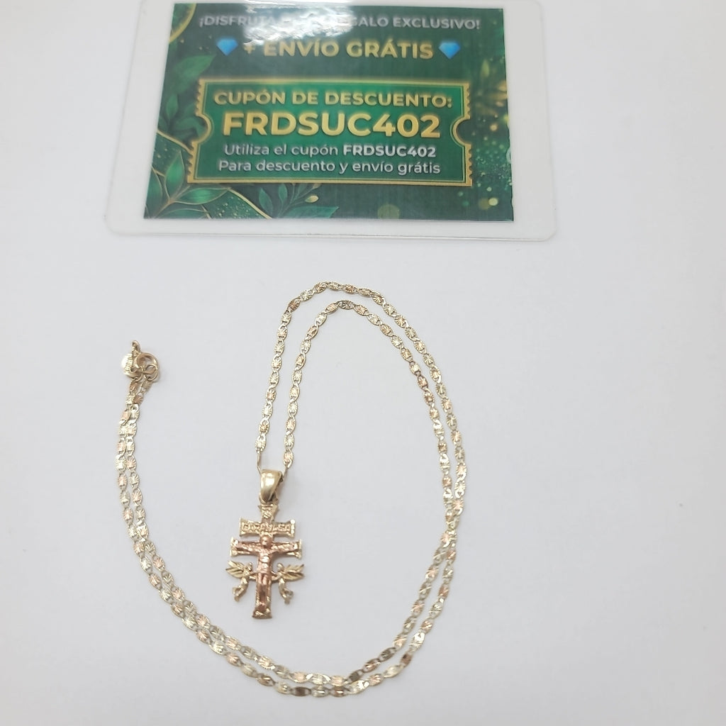 CADENA, CRUZ DE CARAVACA ORO, ORO COMBINADO 10 K 3.1 GRMS (SEMINUEVO)