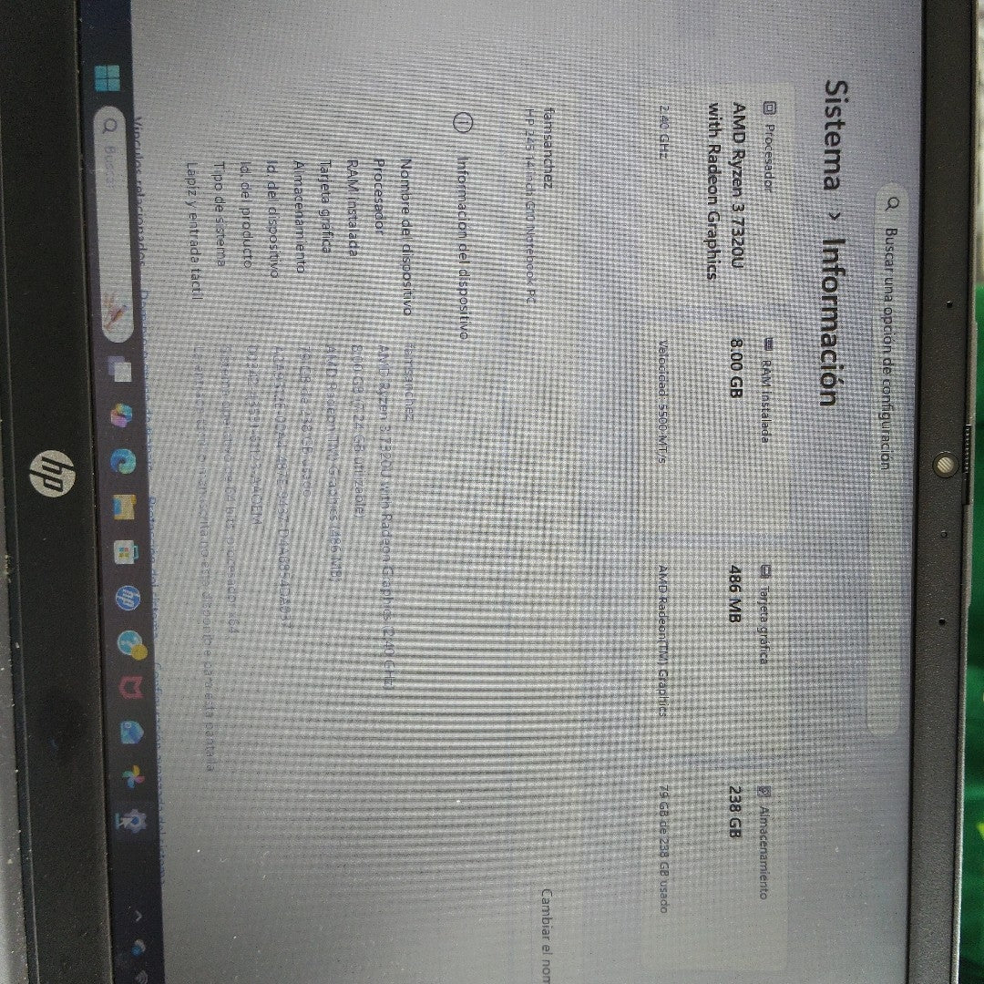 LAPTOP HP 245 G10 (2025) 256 GB SSD 8 GB RAM (SEMINUEVO)