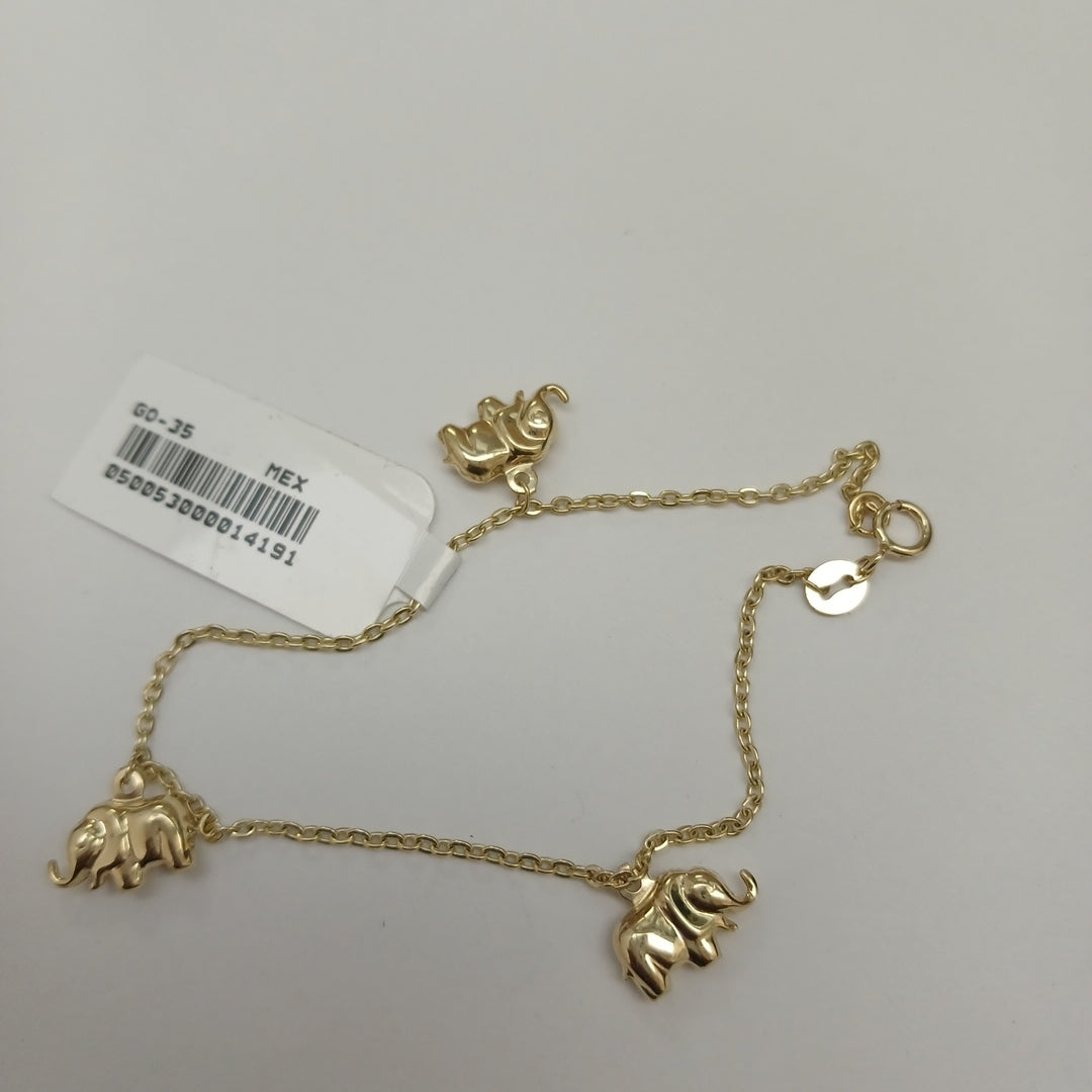 PULSERA ESPECIAL CON DIJES ELEFANTES 10K 18 CM 2.2 GR (NUEVO)