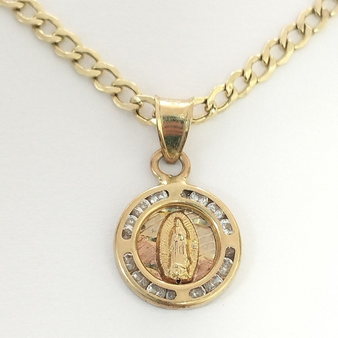 CADENA, MEDALLA RELIGIOSA ORO 10 K 2.2 GRMS (SEMINUEVO)
