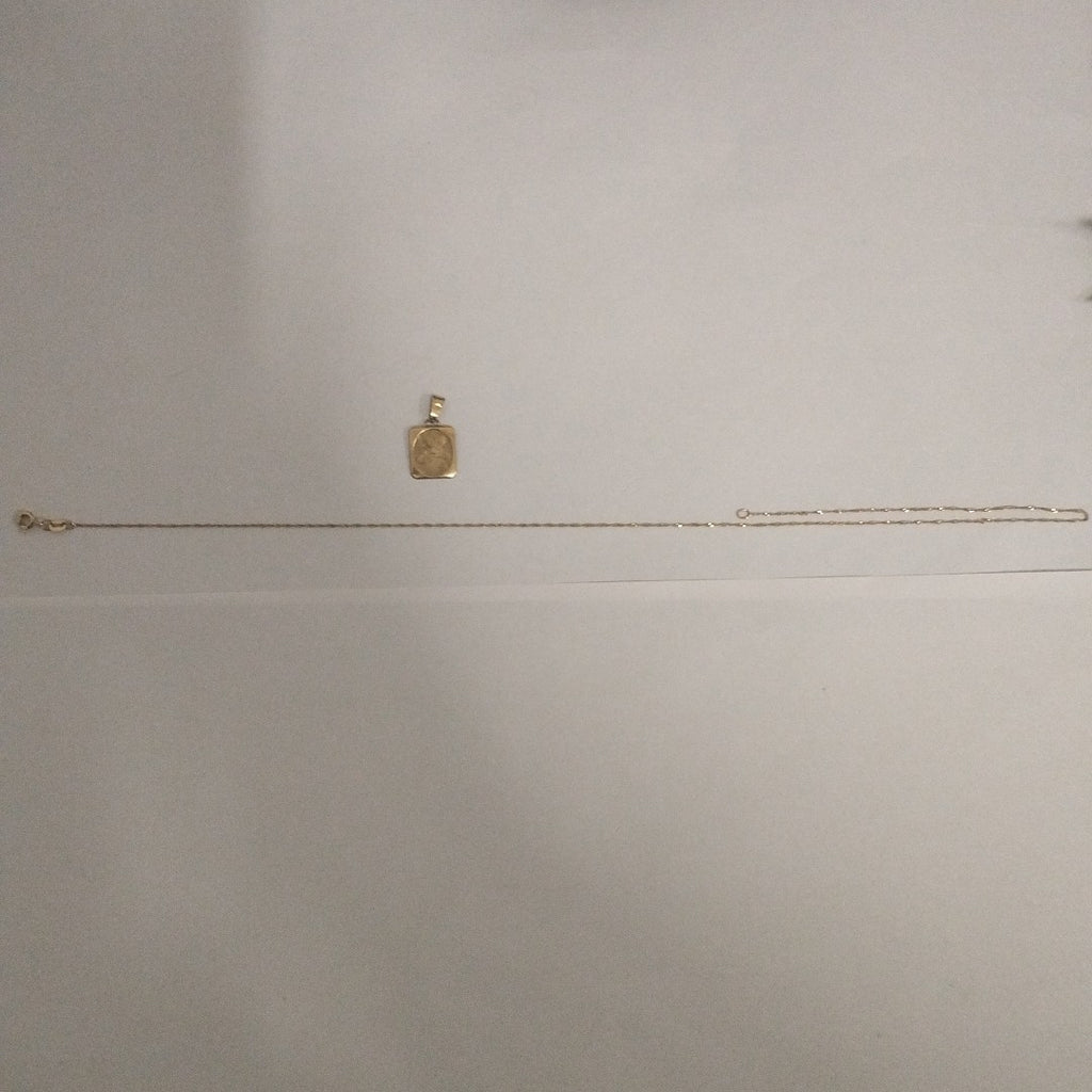 CADENA, MEDALLA RELIGIOSA ORO 14 K 1.6 GRMS (SEMINUEVO)
