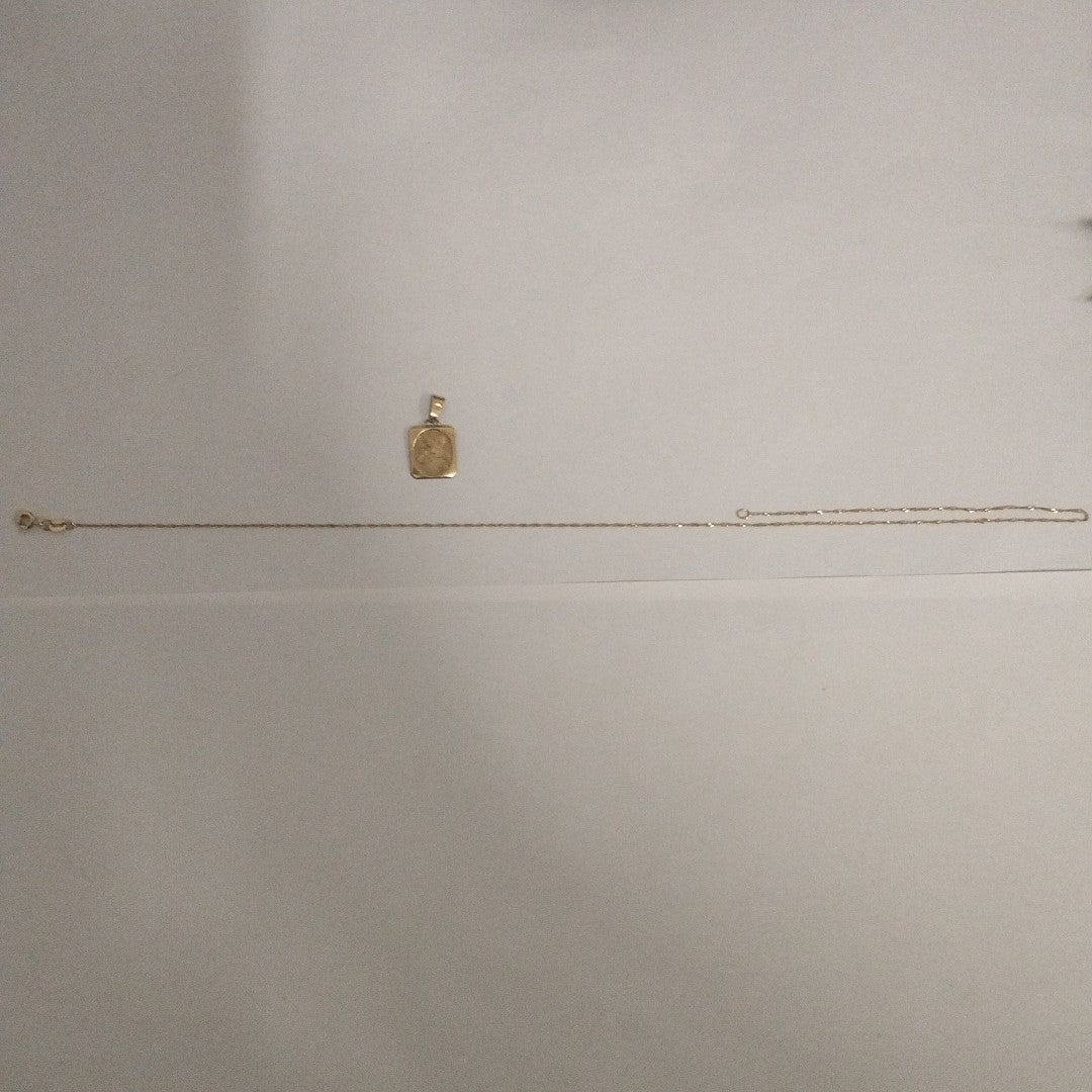 CADENA, MEDALLA RELIGIOSA ORO 14 K 1.6 GRMS (SEMINUEVO)