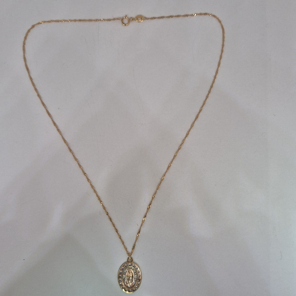 CADENA, MEDALLA RELIGIOSA ORO 10 K 2 GRMS (SEMINUEVO)