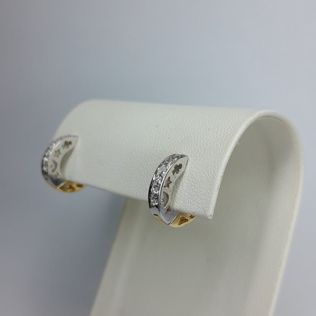 ARRACADAS PAR ORO, ORO BLANCO 14 K 3.9 GRMS (SEMINUEVO)