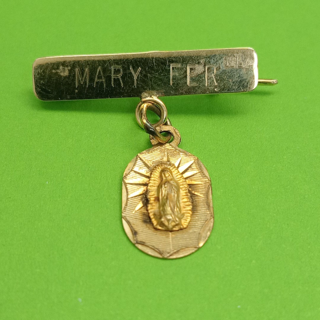 DIJE, MEDALLA RELIGIOSA, PRENDEDOR ORO 10 K 1.8 GRMS (SEMINUEVO)