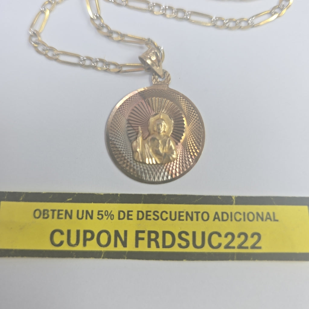 CADENA, MEDALLA RELIGIOSA ORO 10 K 8.8 GRMS (SEMINUEVO)