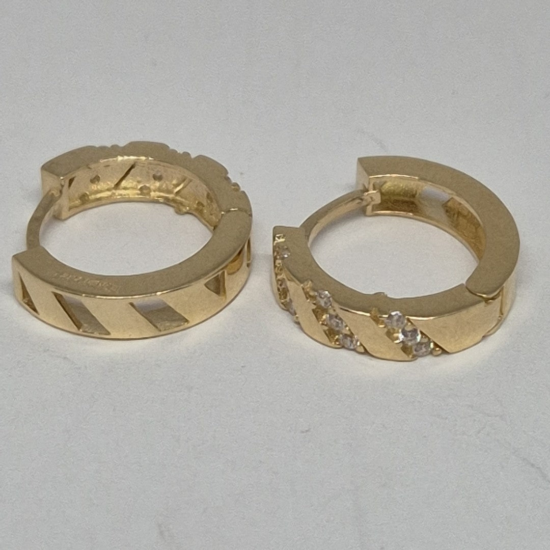 ARETES HUGGIES CON CIRCONIAS 14K 2.2 GR (NUEVO)