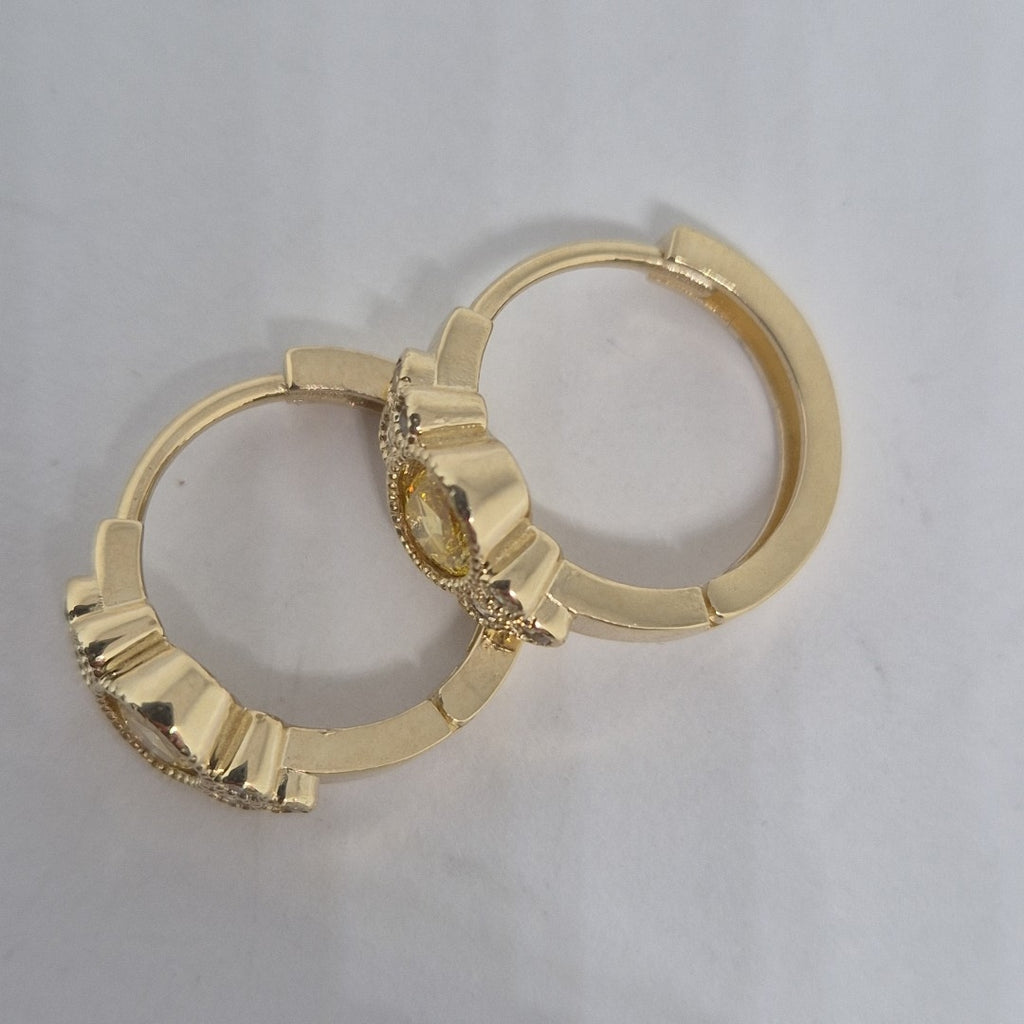 ARETES ARRACADAS CON CIRCONIAS Y PDRAS COL 14K 3.3 GR (NUEVO)