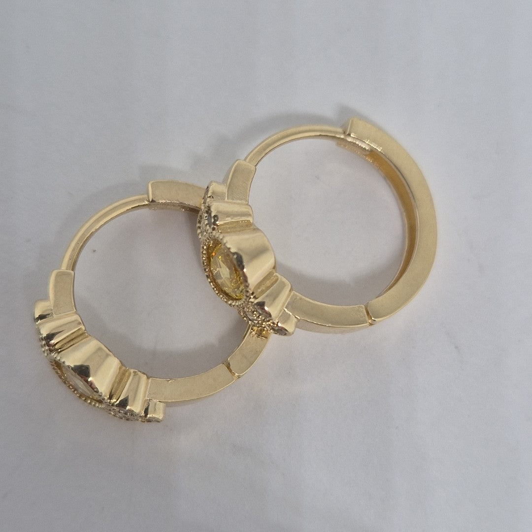 ARETES ARRACADAS CON CIRCONIAS Y PDRAS COL 14K 3.3 GR (NUEVO)