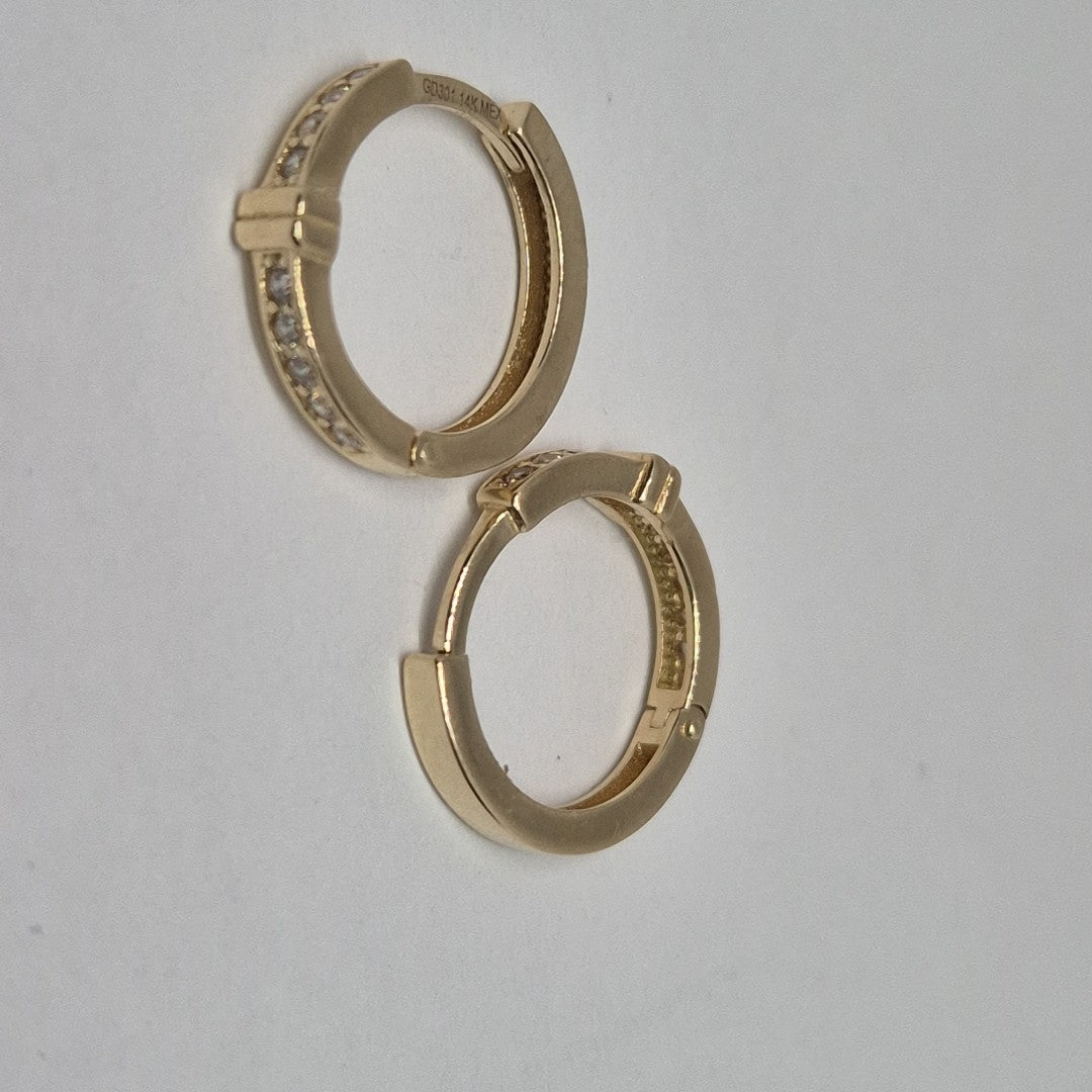 ARETES HUGGIES C CIRCONIA 14K 2 GR (NUEVO)