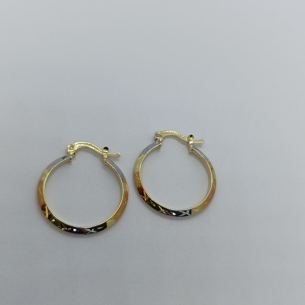 ARETES TEJIDO ARRACADAS BISELADAS COMBINADAS 14K 1.4 GR (NUEVO)