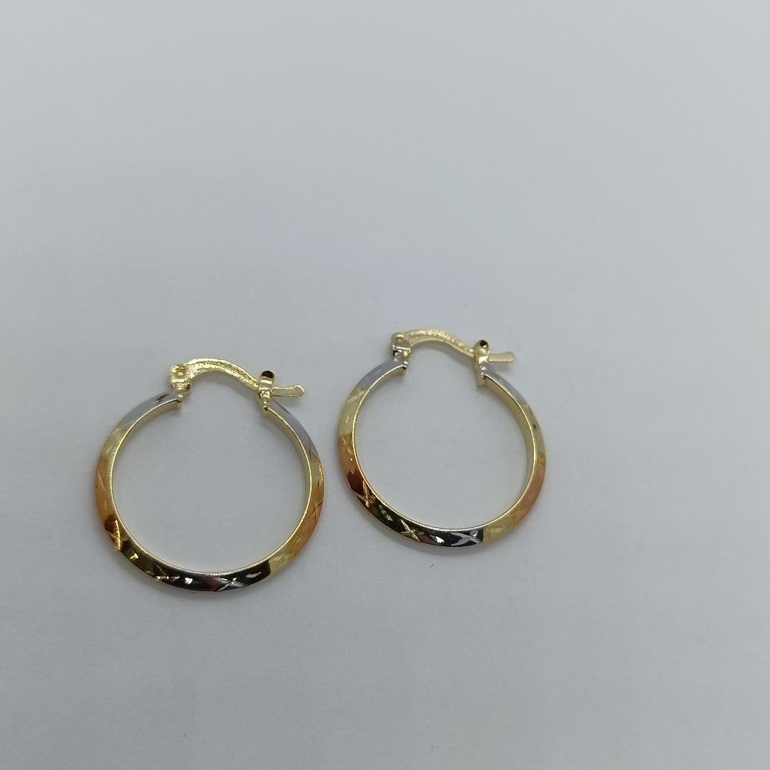 ARETES TEJIDO ARRACADAS BISELADAS COMBINADAS 14K 1.4 GR (NUEVO)