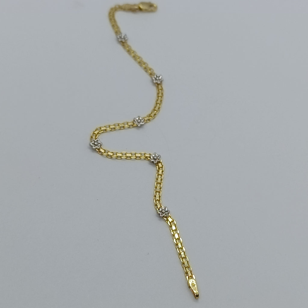 PULSERA ESPECIAL C FLORES 14K 18 CM 3 GR (NUEVO)