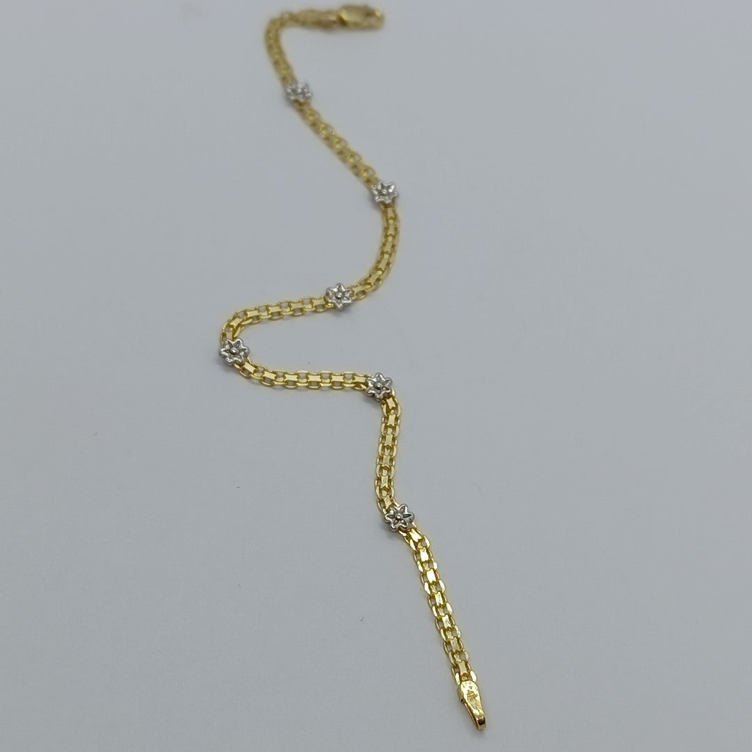 PULSERA ESPECIAL C FLORES 14K 18 CM 3 GR (NUEVO)