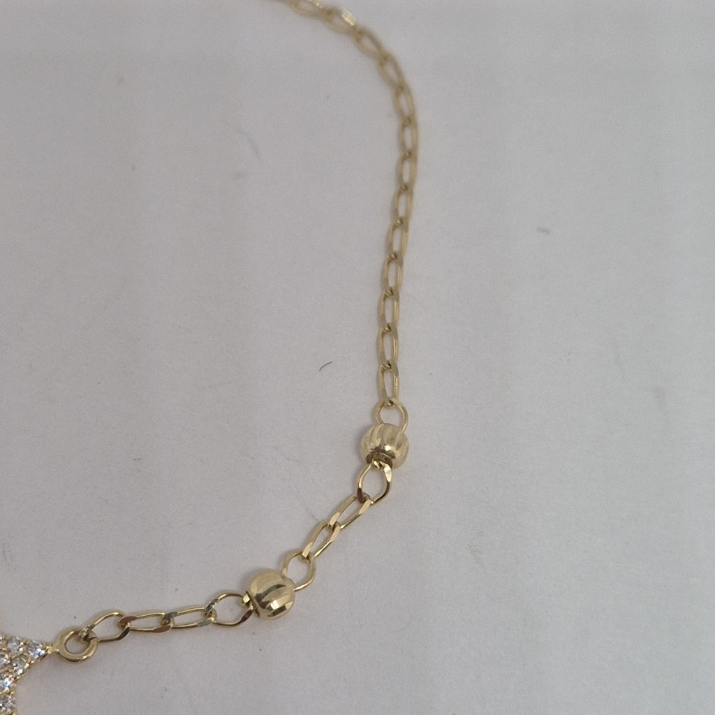PULSERA ESPECIAL CON ESTRELLA Y CIRCONIAS 14K 18 CM 1.5 GR (NUEVO)