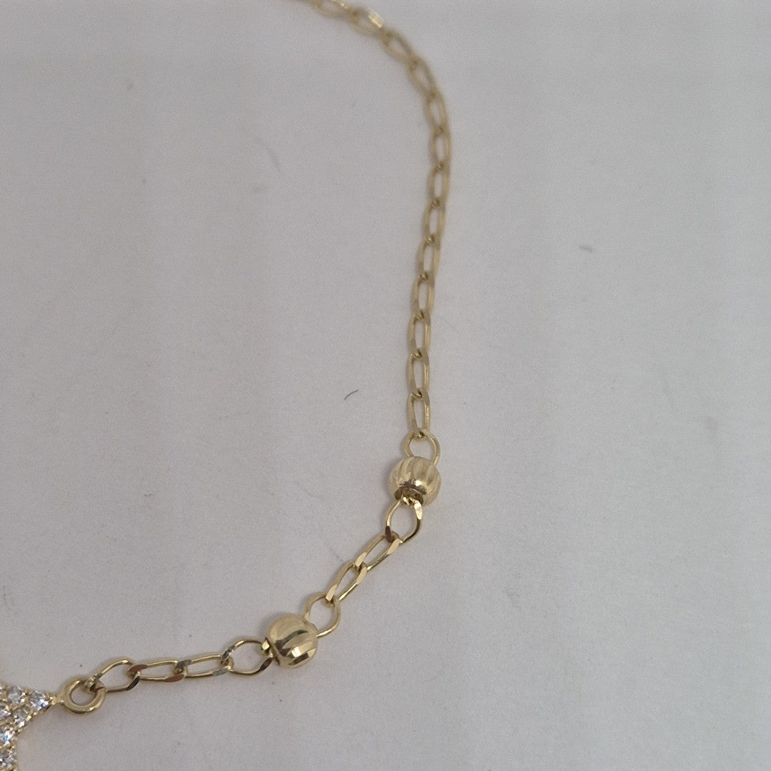 PULSERA ESPECIAL CON ESTRELLA Y CIRCONIAS 14K 18 CM 1.5 GR (NUEVO)