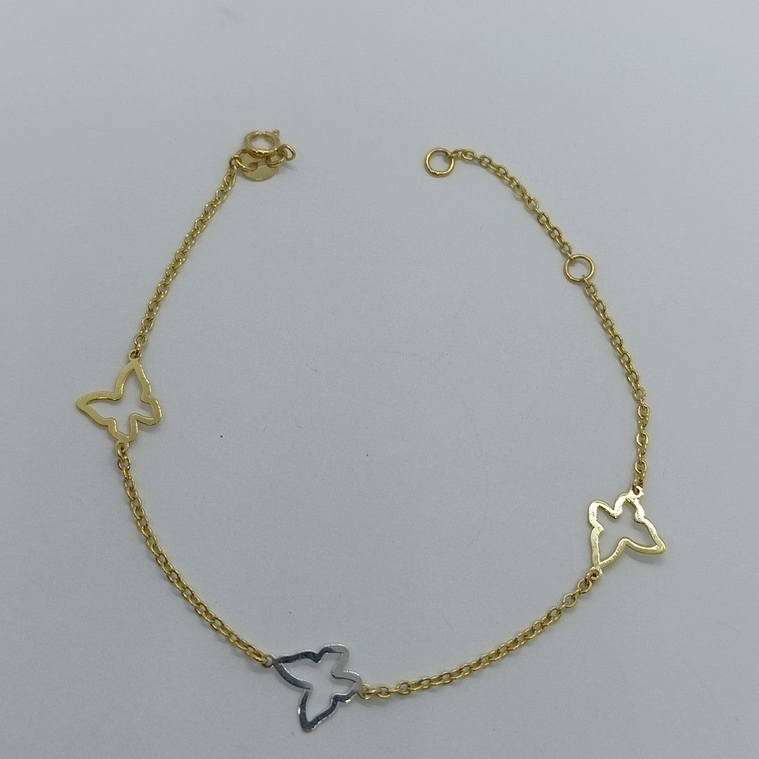 PULSERA ESPECIAL C MARIPOSAS 14K 18 CM 1.7 GR (NUEVO)