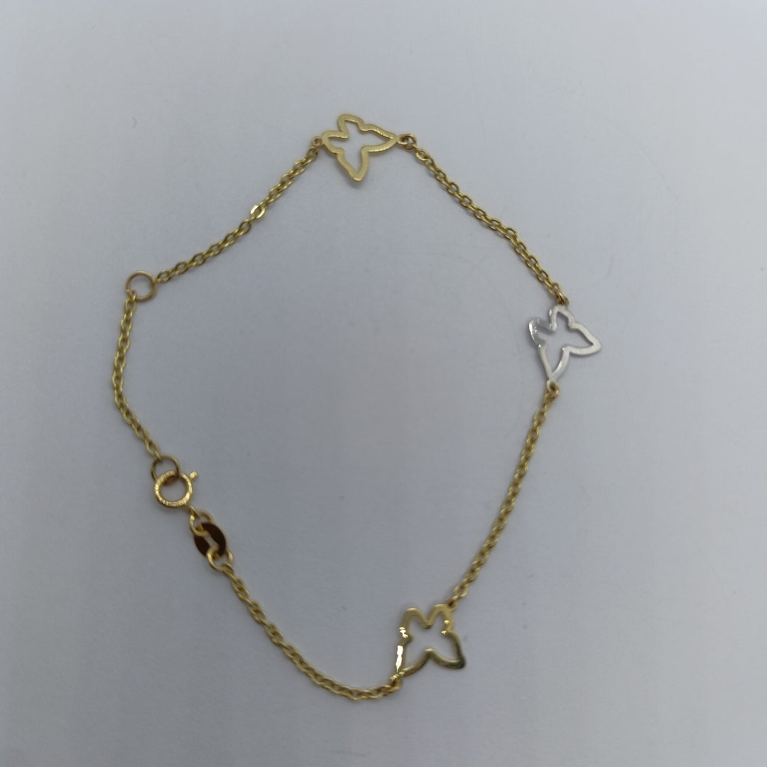 PULSERA ESPECIAL C MARIPOSAS 14K 18 CM 1.7 GR (NUEVO)