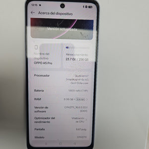 CELULAR OPPO A5 PRO CPH2711 (2025) 256 GB 8 GB RAM (SEMINUEVO)