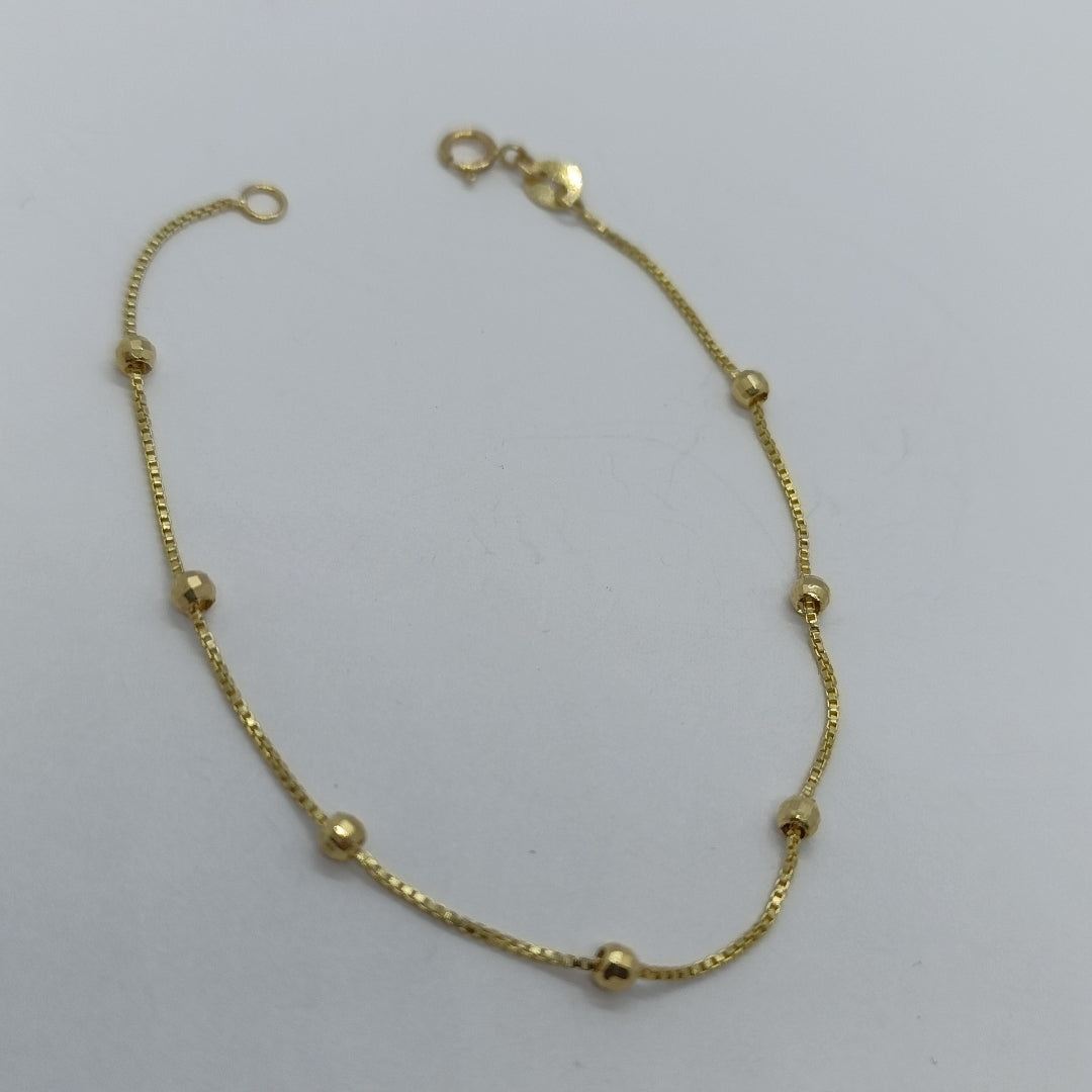 PULSERA ESPECIAL CON BOLITAS 14K 18 CM 1.4 GR (NUEVO)