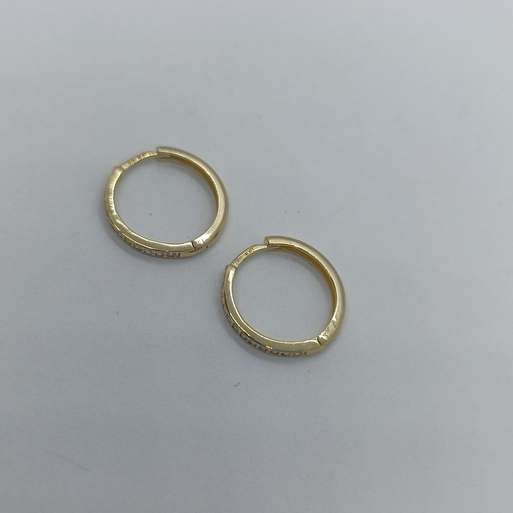ARETES HUGGIES C CIRCONIA 14K 1.7 GR (NUEVO)