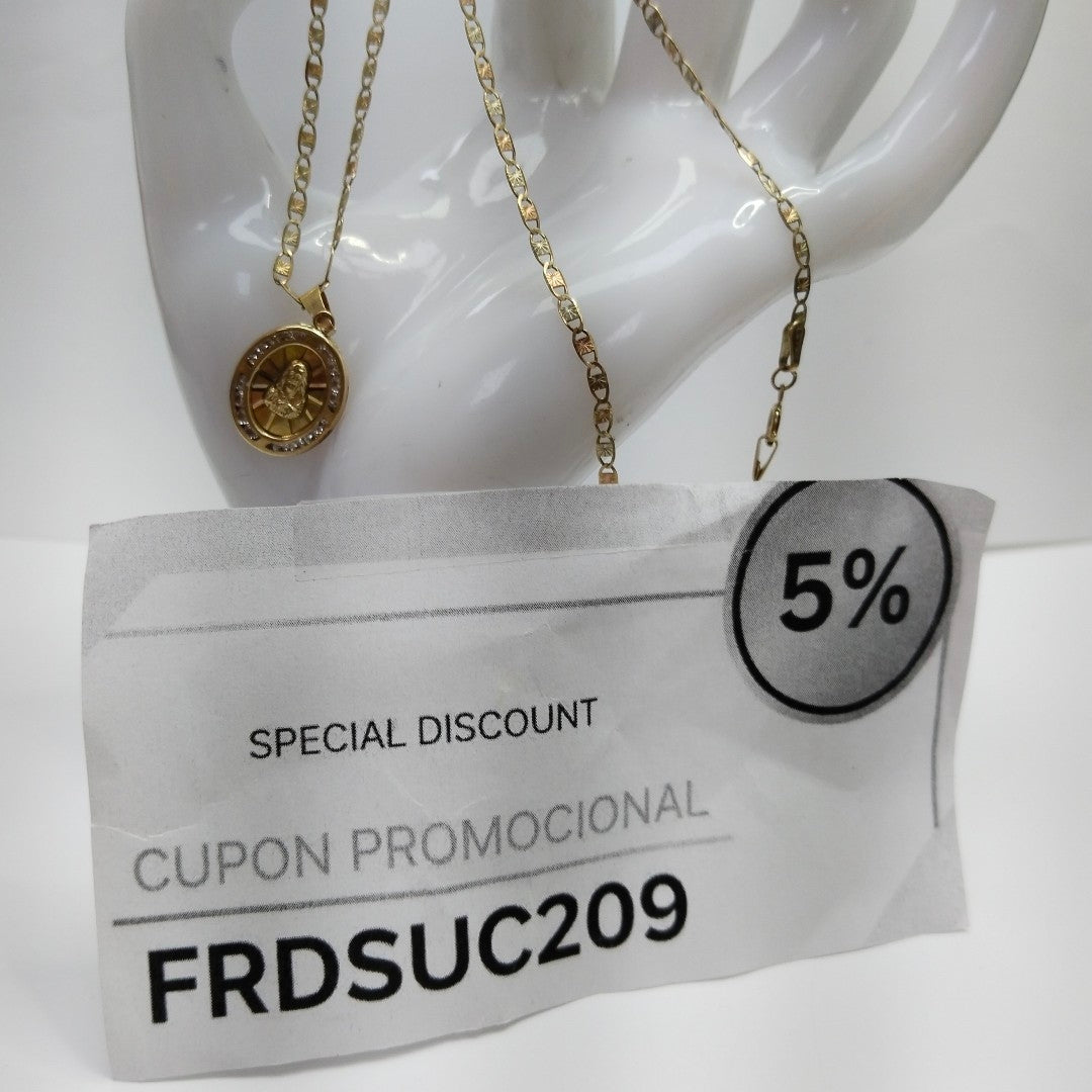 CADENA, MEDALLA RELIGIOSA ORO 10 K 3.1 GRMS (SEMINUEVO)