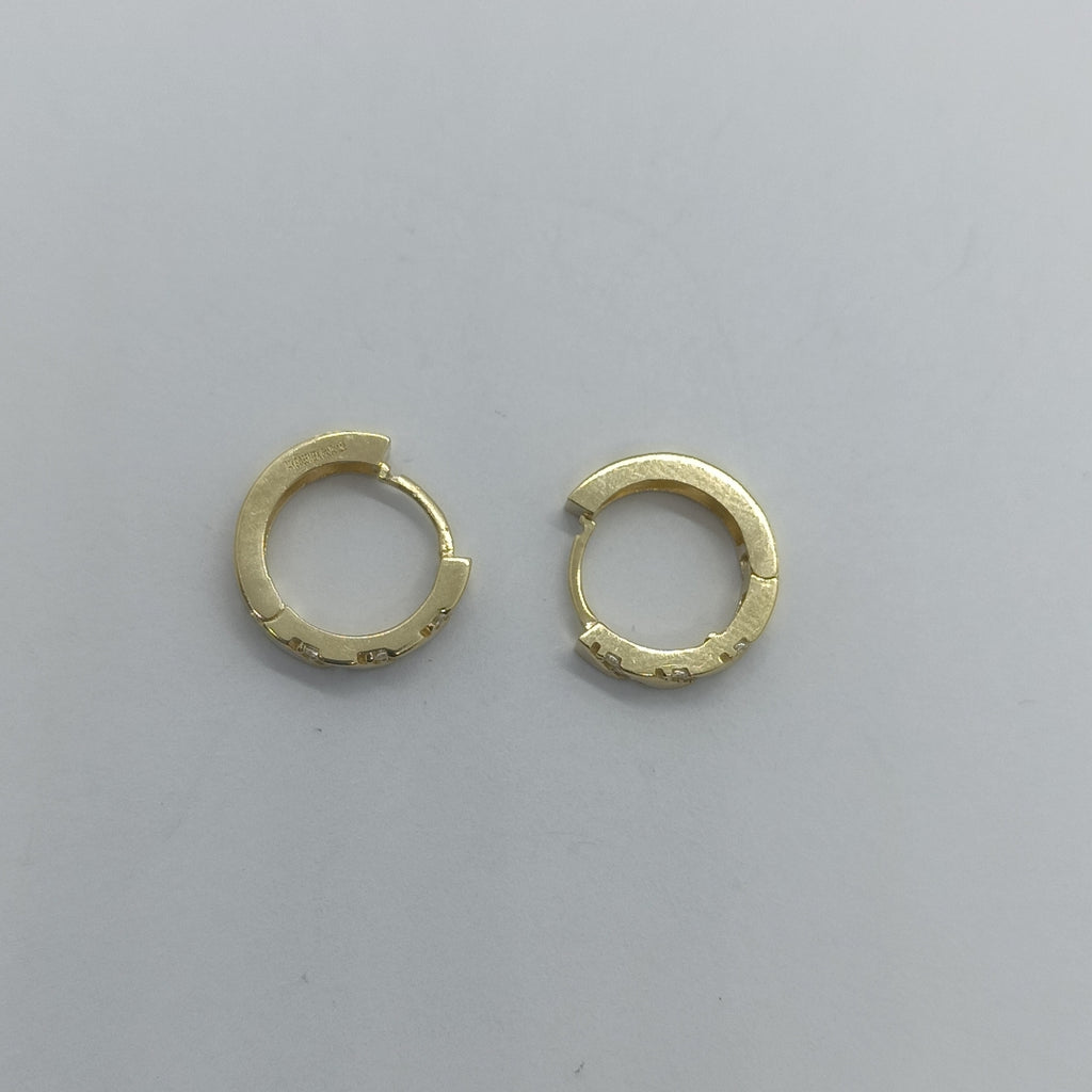 ARETES HUGGIES CON CIRCONIAS 14K 2.2 GR (NUEVO)