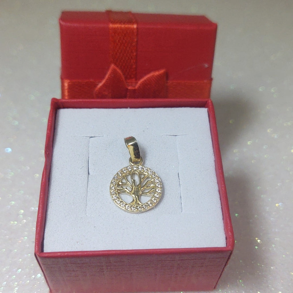 DIJE ARBOL CON CIRCONIAS 10K 0.7 GR (NUEVO)