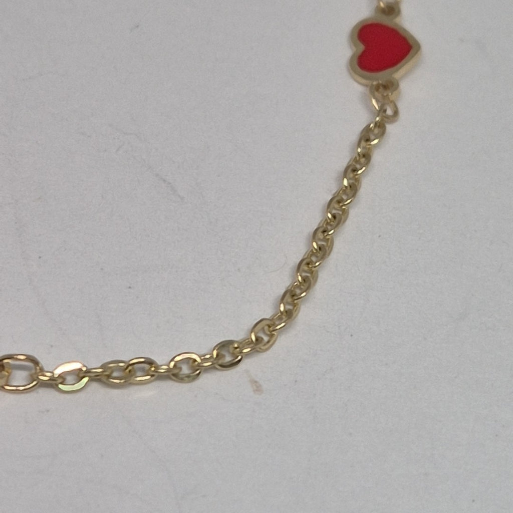 PULSERA ESPECIAL CON CORAZONES 14K 18 CM 1.4 GR (NUEVO)