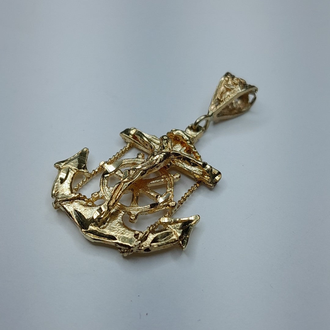 CRISTO EN ANCLA ORO 14 K 3,60 GRMS (SEMINUEVO)