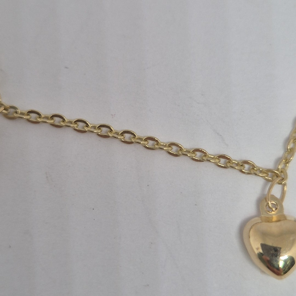 PULSERA ESP CON FIG CORAZONES 14K 18 CM 1.8 GR (NUEVO)
