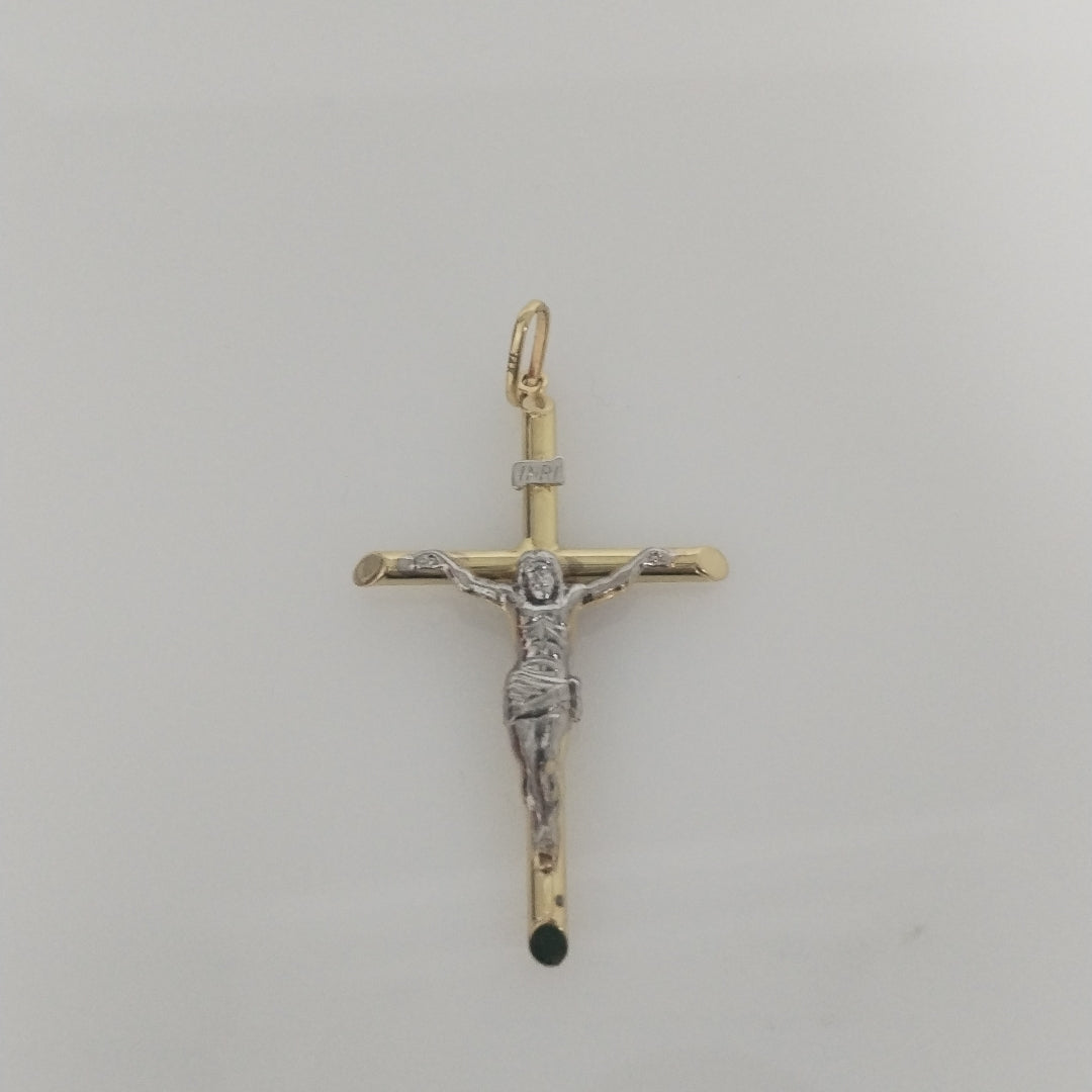CRUZ, DIJE ORO, ORO COMBINADO 14 K 2.8 GRMS (SEMINUEVO)