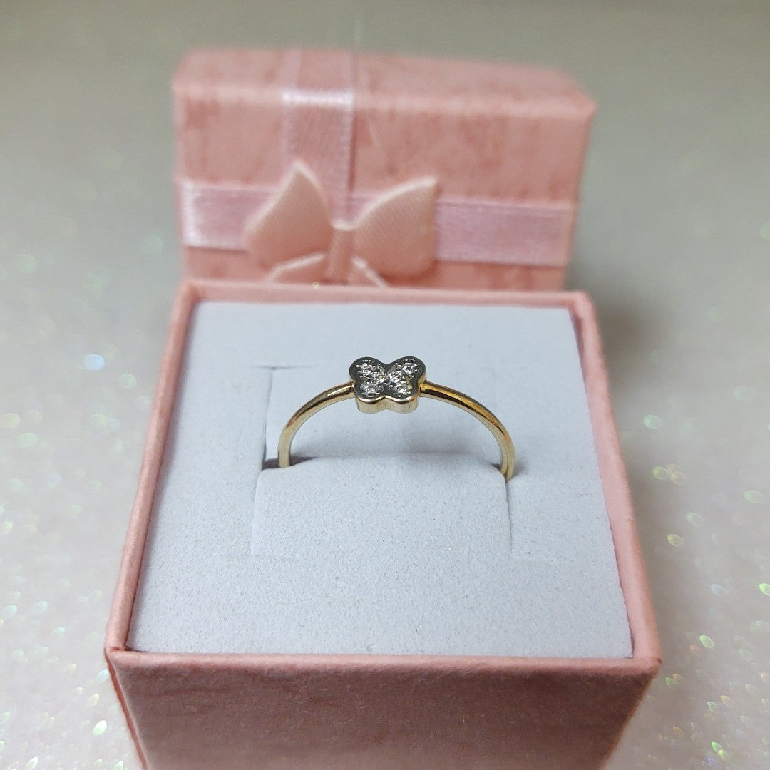ANILLO ANILLITO MARIPOSA C CIRCONIAS 14K 7.5 TALLA 1 GR (NUEVO)