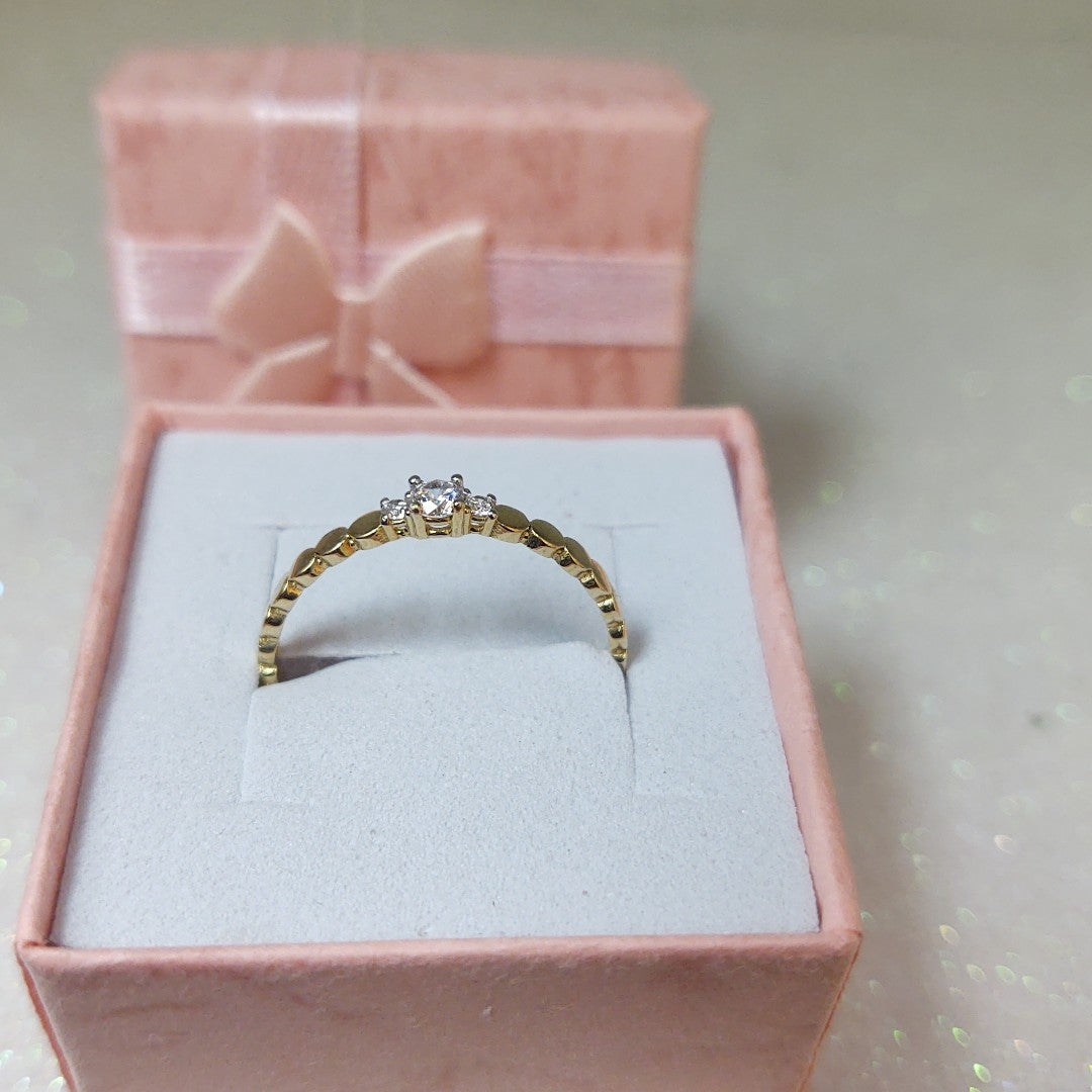 ANILLO ANILLITO C CIRCONIAS 14K 8 TALLA 1.2 GR (NUEVO)