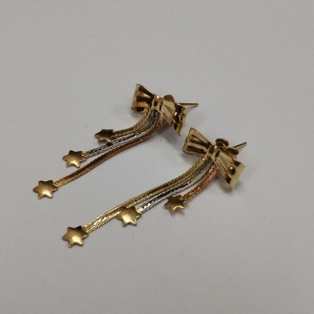 ARETES PAR ORO, ORO COMBINADO 14 K 3.4 GRMS (SEMINUEVO)