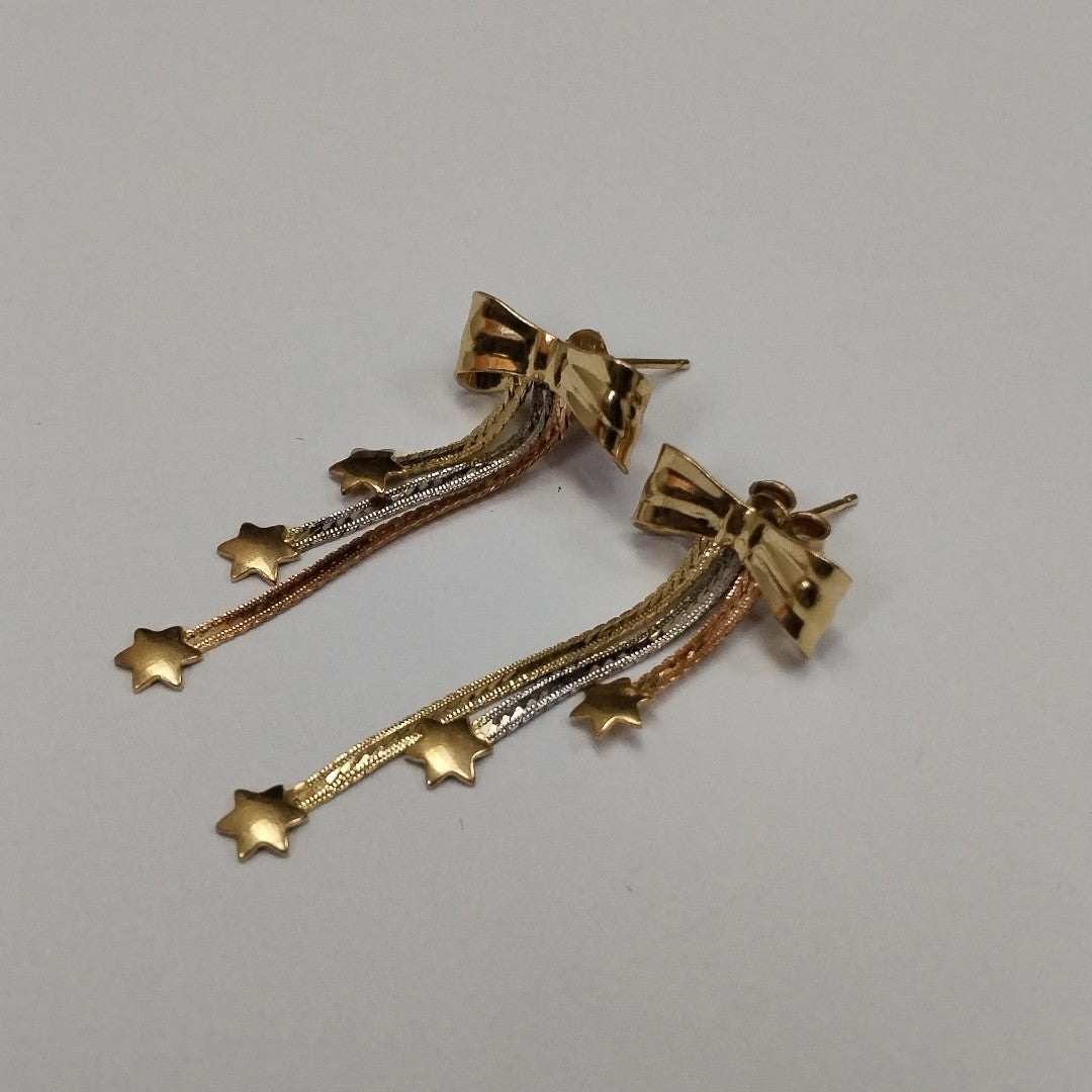 ARETES PAR ORO, ORO COMBINADO 14 K 3.4 GRMS (SEMINUEVO)