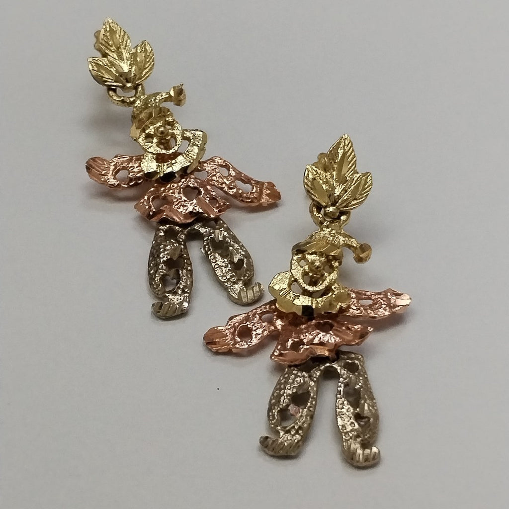 ARETES PAR ORO, ORO COMBINADO 14 K 4.4 GRMS (SEMINUEVO)