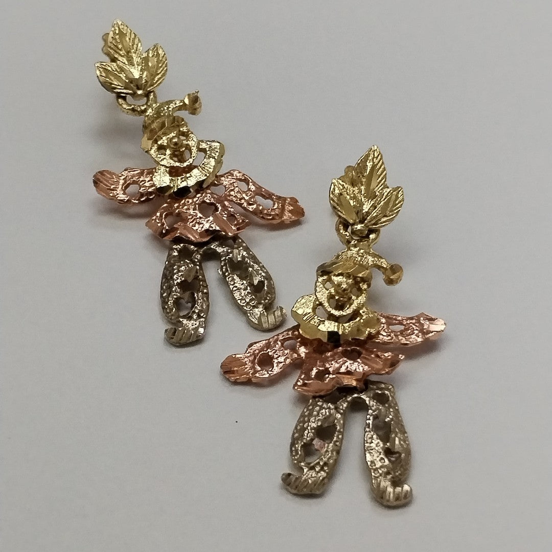 ARETES PAR ORO, ORO COMBINADO 14 K 4.4 GRMS (SEMINUEVO)
