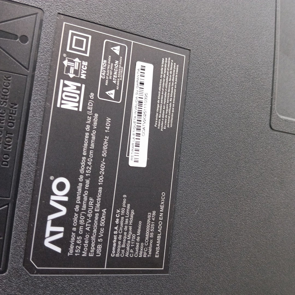 PANTALLA ATVIO ATV-60URF 60" LED FULL HD (SEMINUEVO)