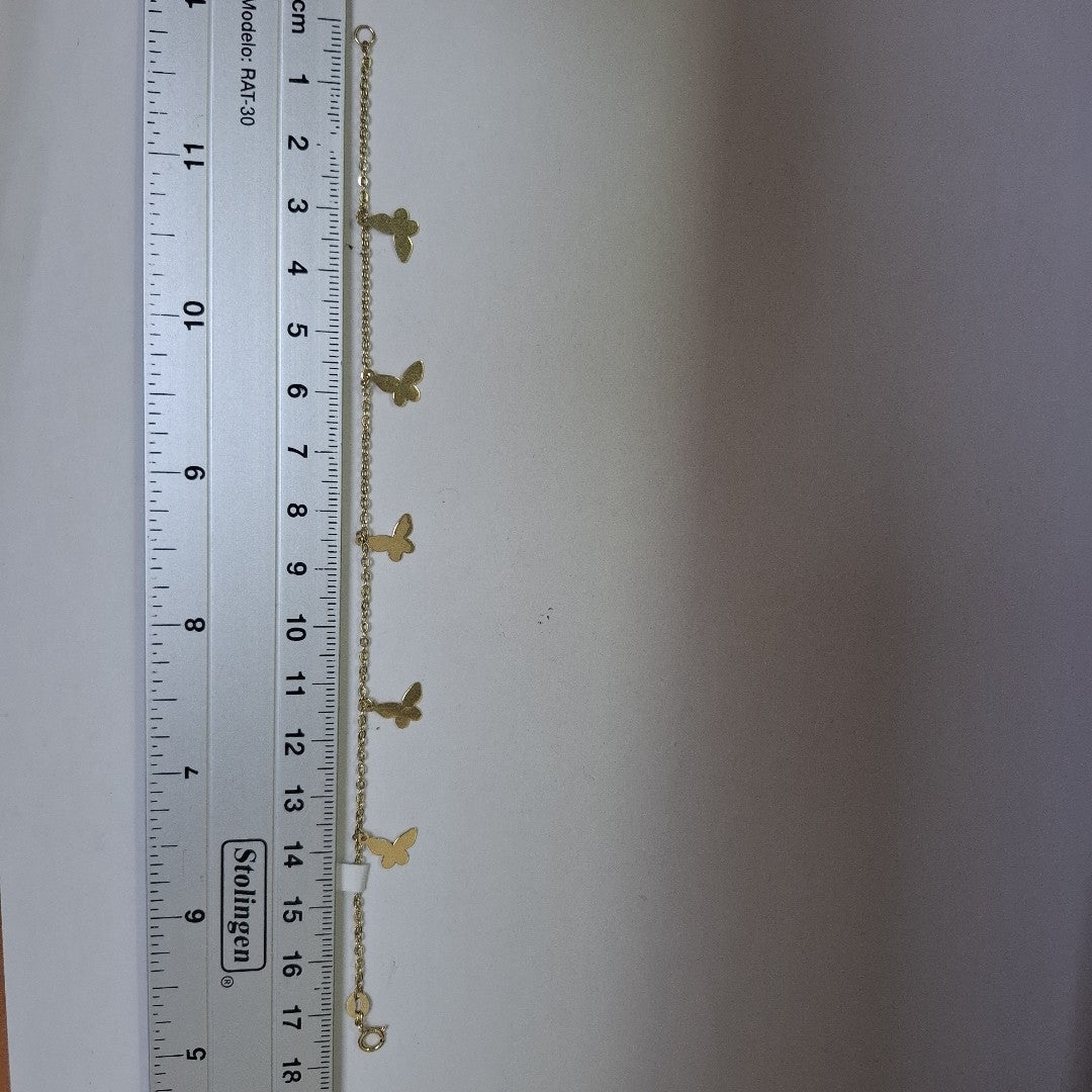 PULSERA ESPECIAL CON MARIPOSAS 14K 18 CM 2.1 GR (NUEVO)