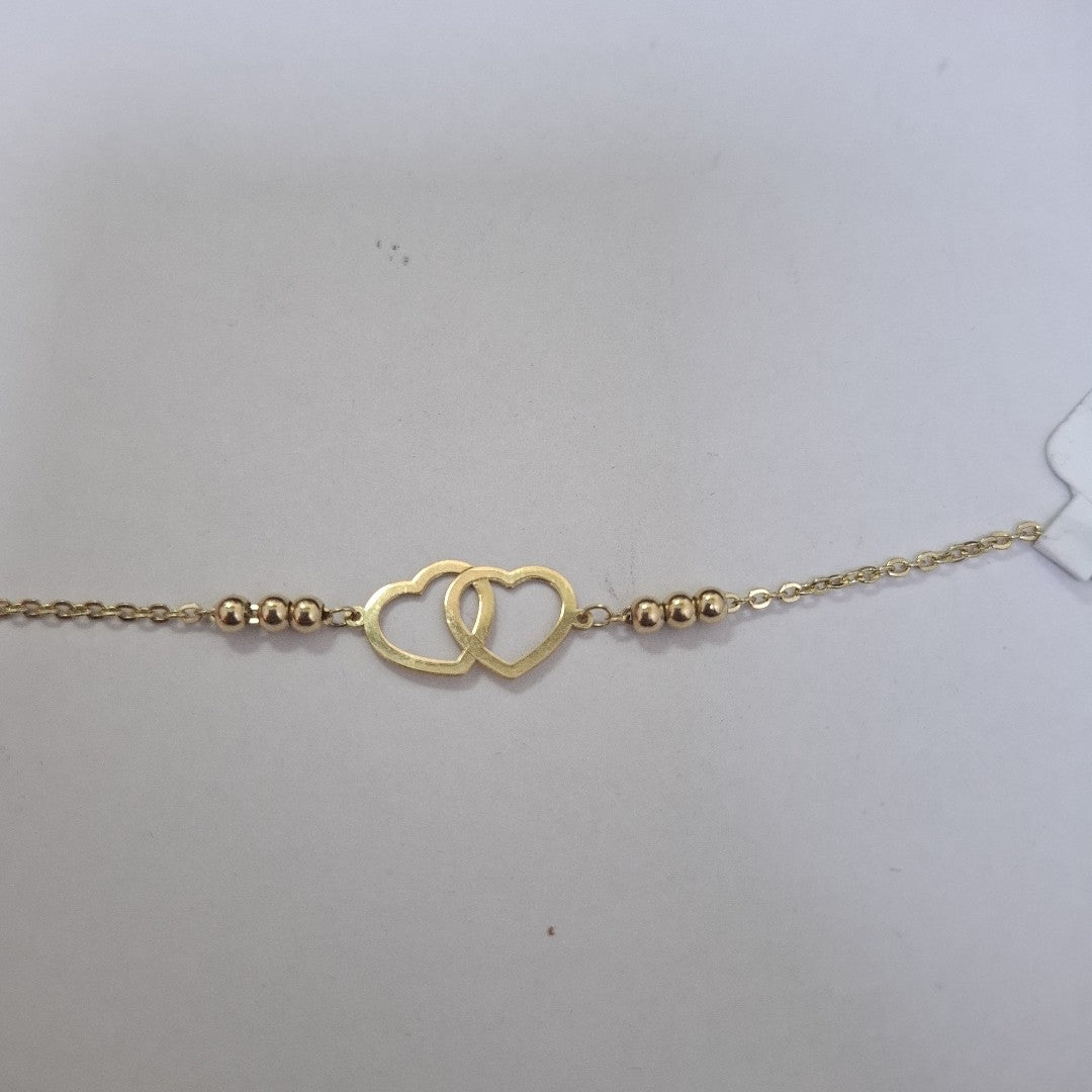 PULSERA TEJIDO ESPECIAL C CORAZONES 14K 18 CM 1.7 GR (NUEVO)