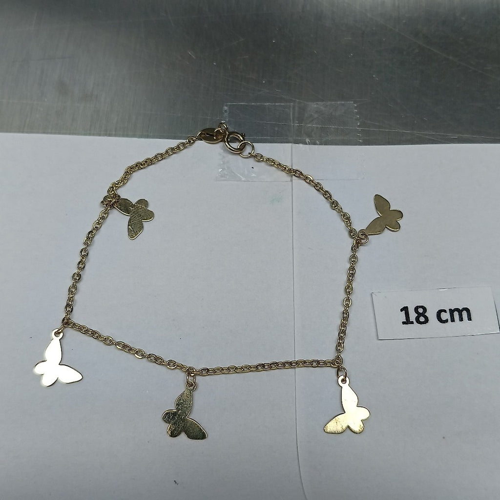 PULSERA ESPECIAL CON MARIPOSAS 14K 18 CM 2.1 GR (NUEVO)