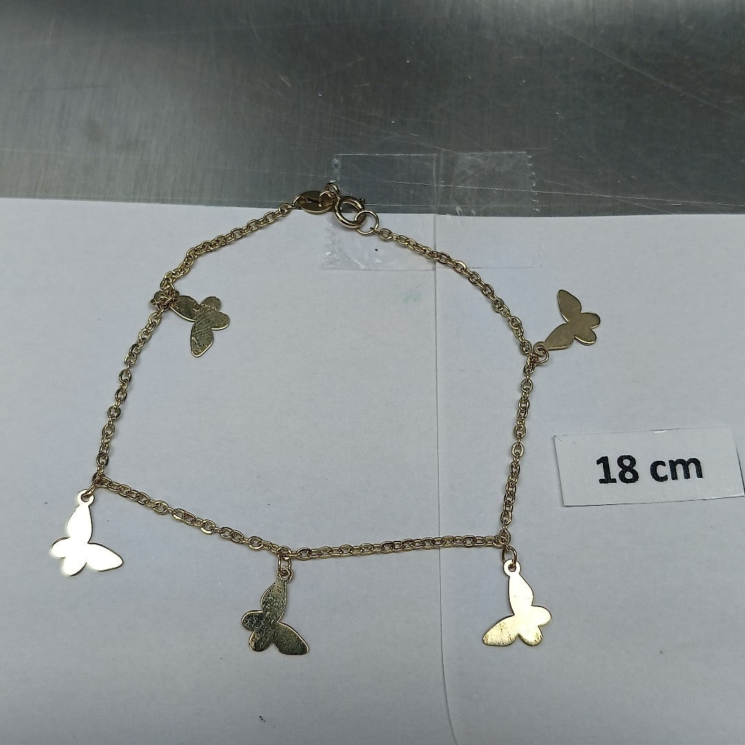 PULSERA ESPECIAL CON MARIPOSAS 14K 18 CM 2.1 GR (NUEVO)