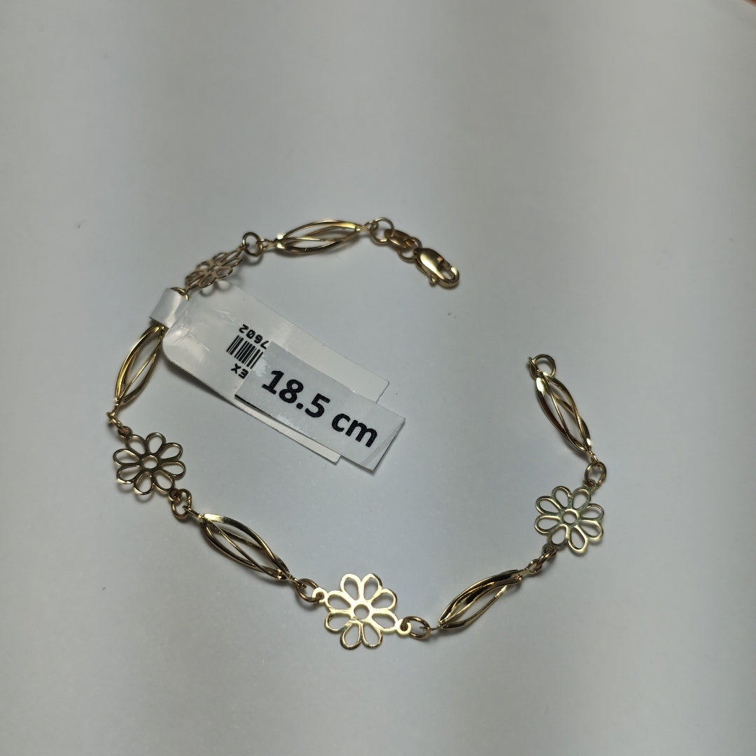PULSERA ESPECIAL CON FLORES 14K 18 CM 2.7 GR (NUEVO)