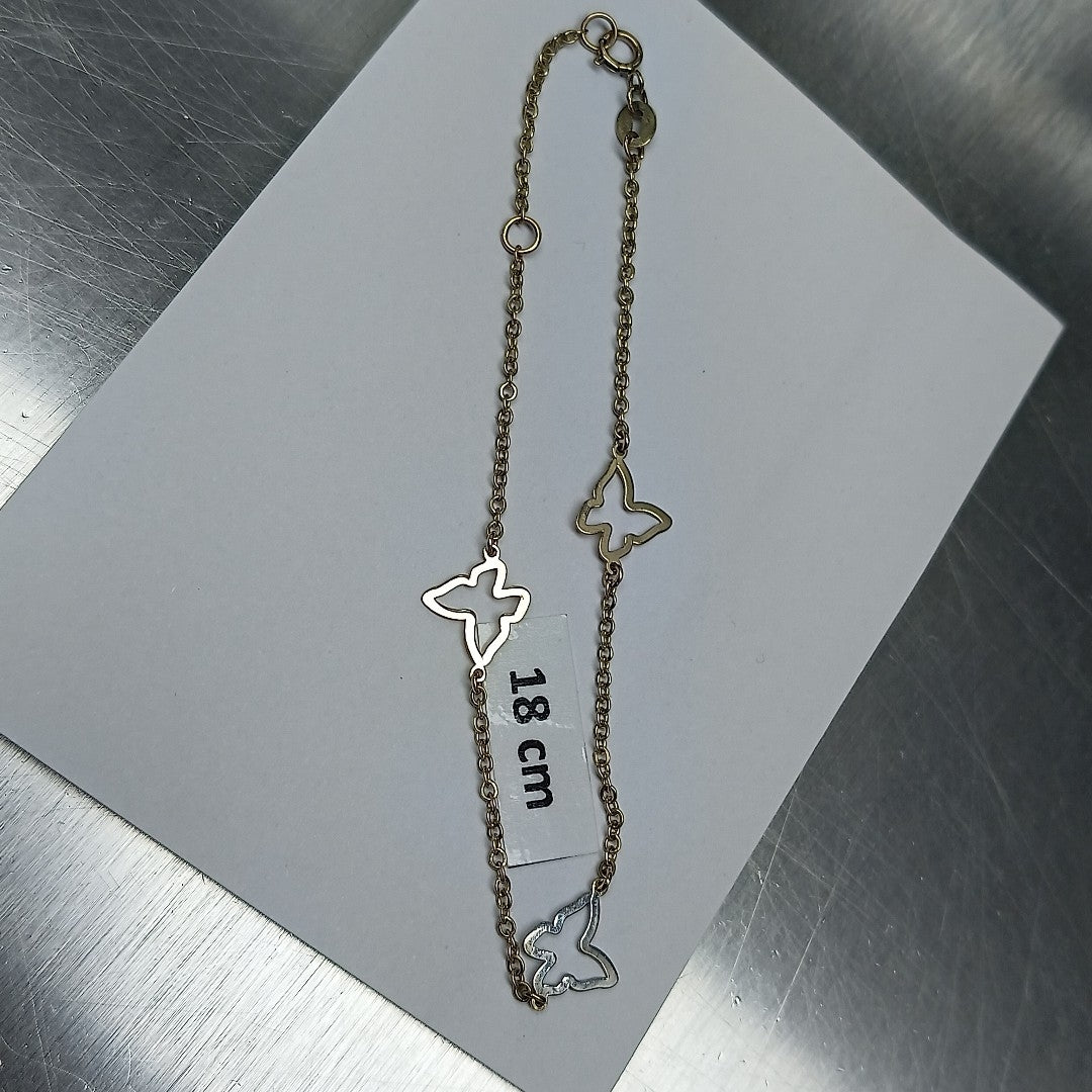 PULSERA ESPECIAL C MARIPOSAS 14K 18 CM 1.7 GR (NUEVO)